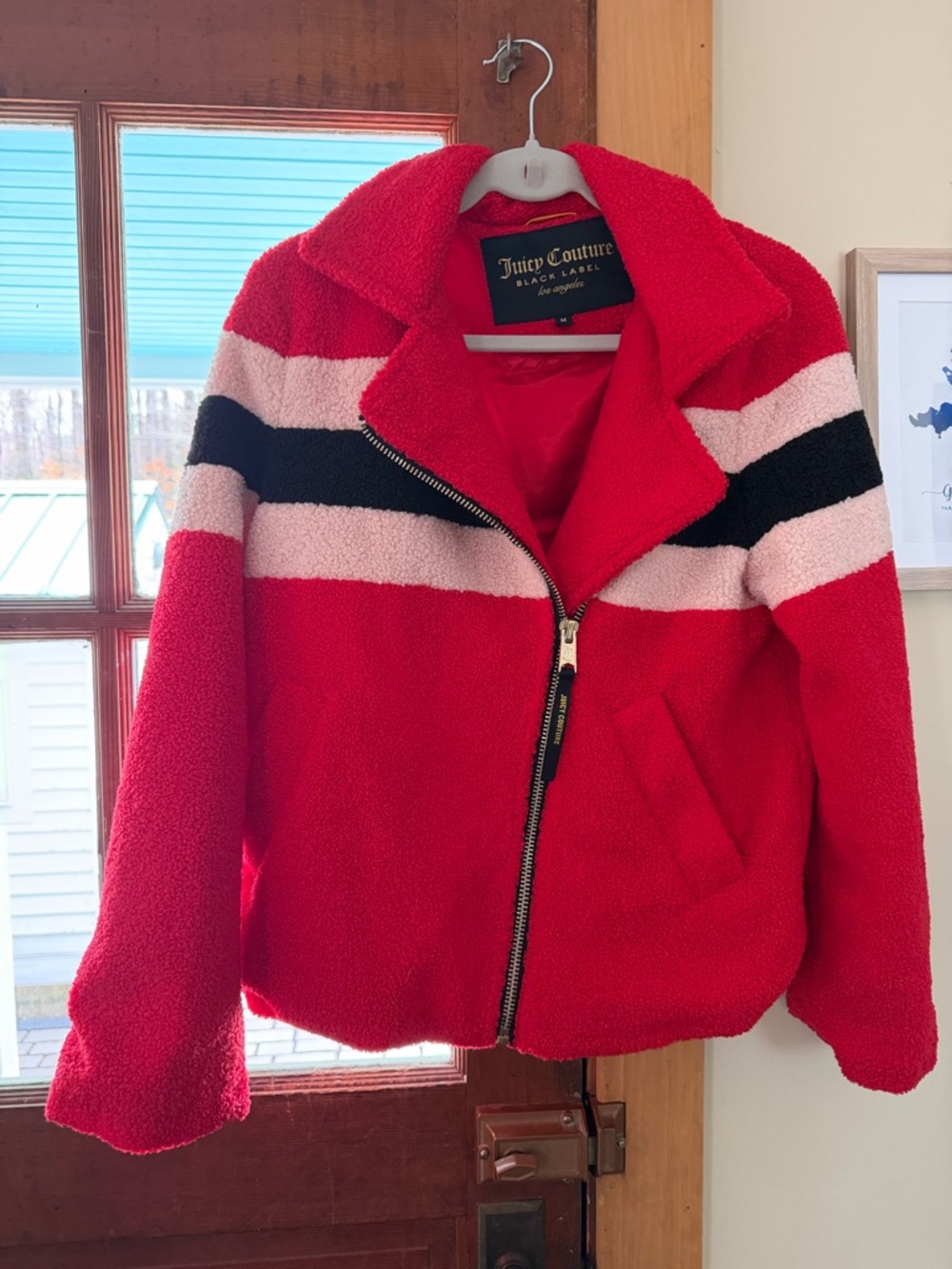 Juicy Couture Red Sherpa Jacket with Gold Label